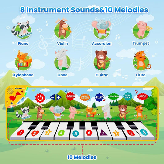 Kids Musical Piano Mats, Dance Mat Gifts Toys for 1 2 3 4 5 6 Year Old Girls Boy