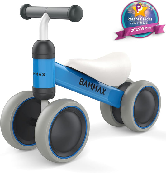 Balance Bike for 1 Year Old, Riding Toys for 9-24 Months Boys Girls, No Pedal 4 Wheels Bicycle, First Birthday Gift, Toddler Bike to Help Start Riding