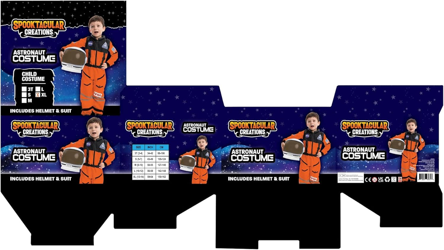 Astronaut Costume with Helmet, Space Suit for Toddler, Kids Astronaut Halloween Costume for Cosplay