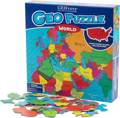 Geopuzzle World Jigsaw Puzzles, 68 Pc Map Puzzle for Kids Ages 6 & Up