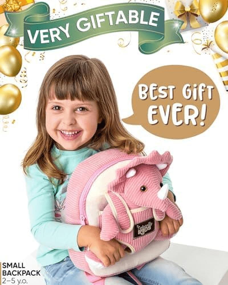 Toddler Backpack W. Plush Pink Triceratops Toy Kids Gift 2-5
