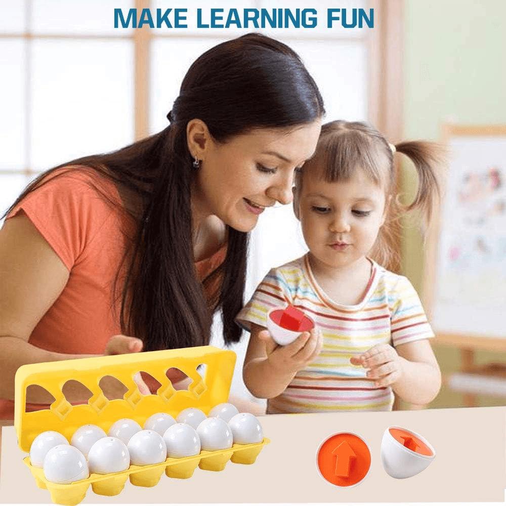 Fun Easter Egg Matching Toy Set (12 Eggs), Shape Recognition