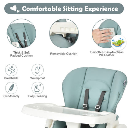 Foldable Baby High Chair with Double Removable Trays