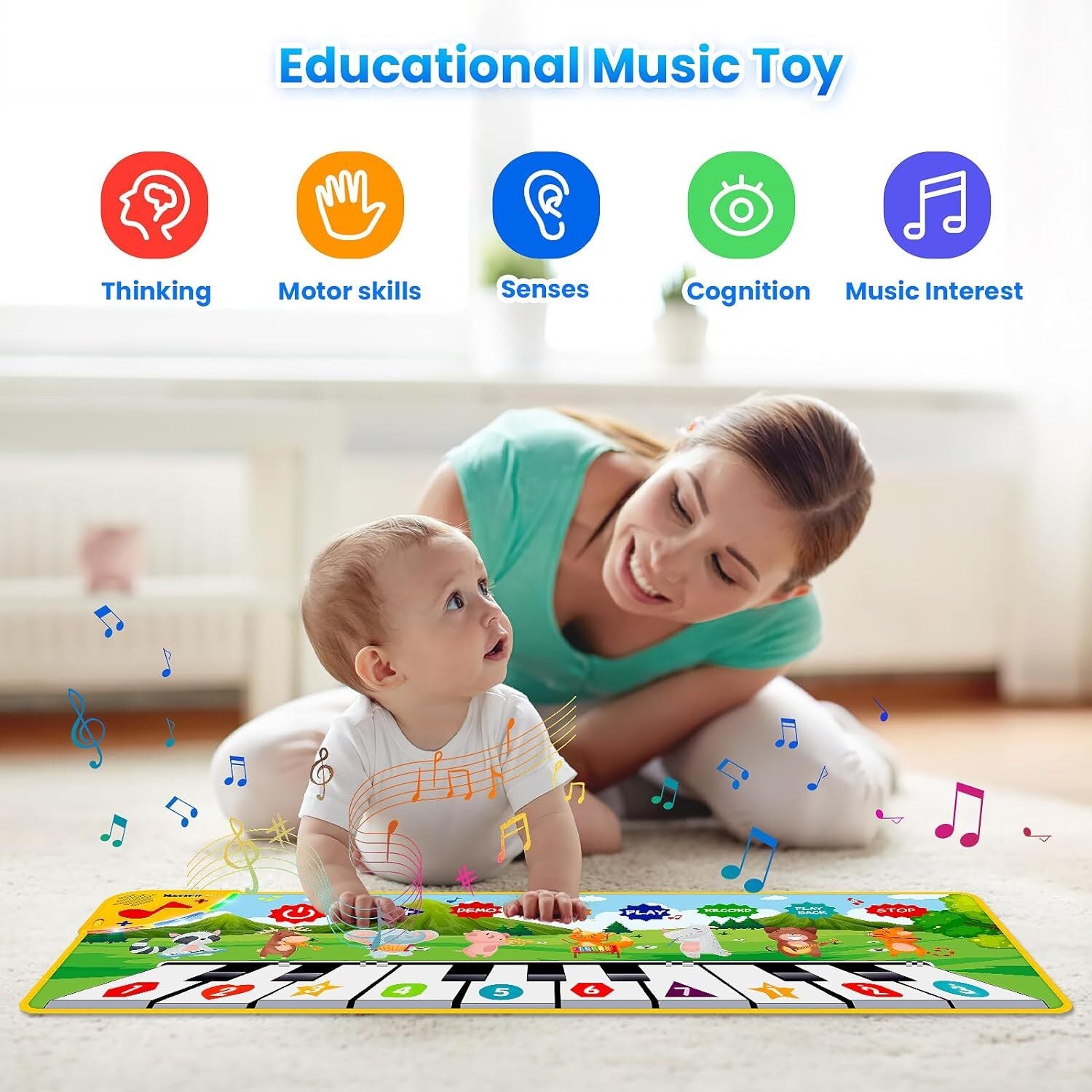 Kids Musical Piano Mats, Dance Mat Gifts Toys for 1 2 3 4 5 6 Year Old Girls Boy