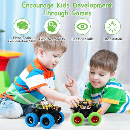 Monster Truck Toy Friction Car for Kid Toddler 360° Rotating (2 Pack)