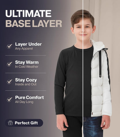 Thermal Underwear for Kids, Boys Thermal Underwear Set, Base Layers for Skiing, Long Johns for Boys Kids