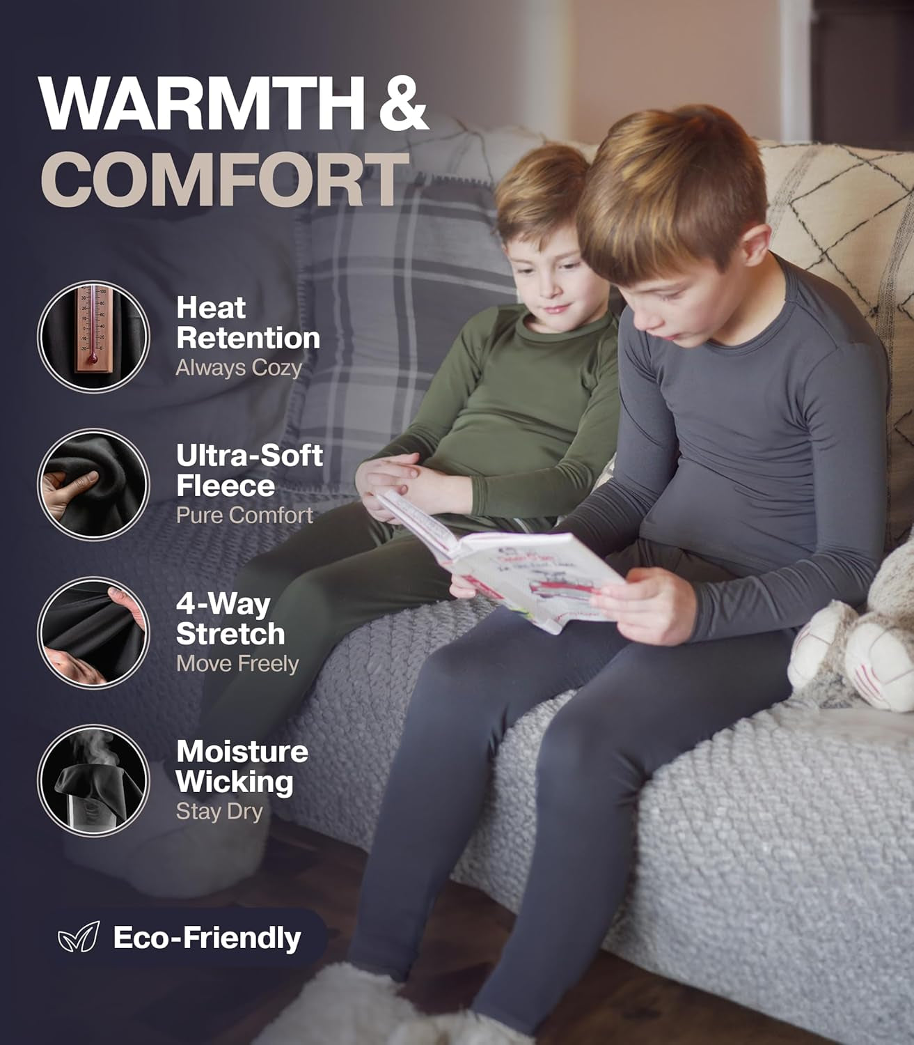 Thermal Underwear for Kids, Boys Thermal Underwear Set, Base Layers for Skiing, Long Johns for Boys Kids