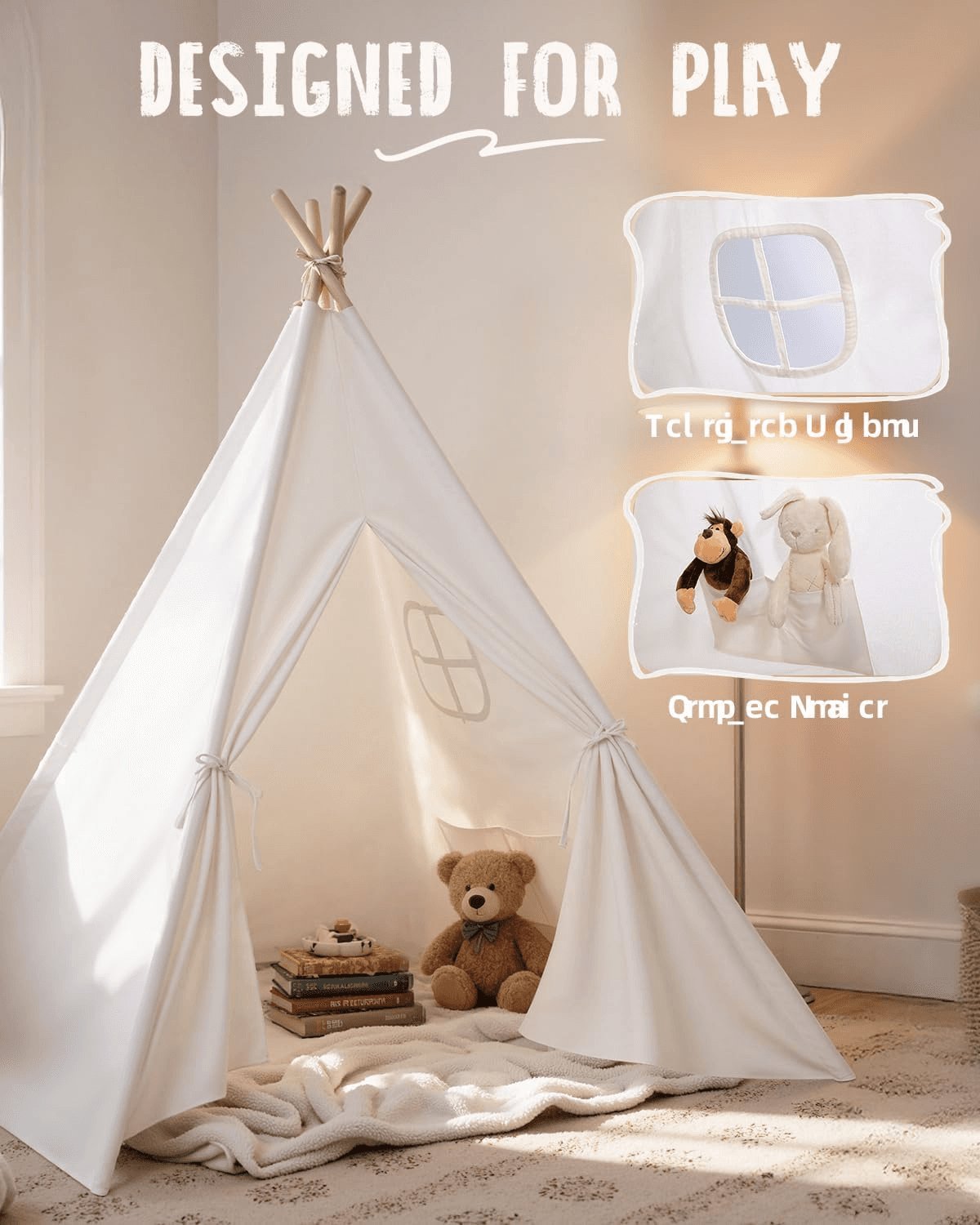 Teepee Tent Play Tents Girl Boy Indoor Outdoor Gift Playhouse Toy