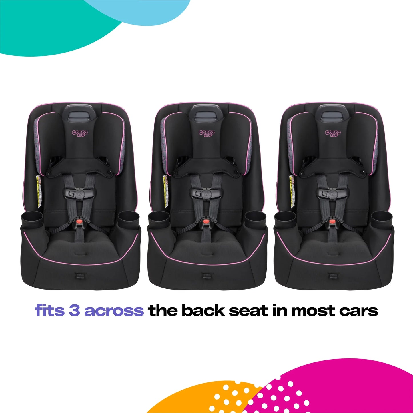 Easy Elite Slim All-In-One Convertible Car Seat, Pink Rings, Infant & Toddler, Unisex