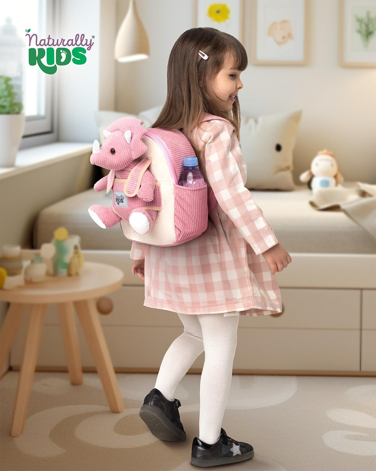 Pink Dinosaur Toys for Girls, Triceratops Toy, Dinosaur Gifts for 2 3 Year Old Girls, Toddler Backpack