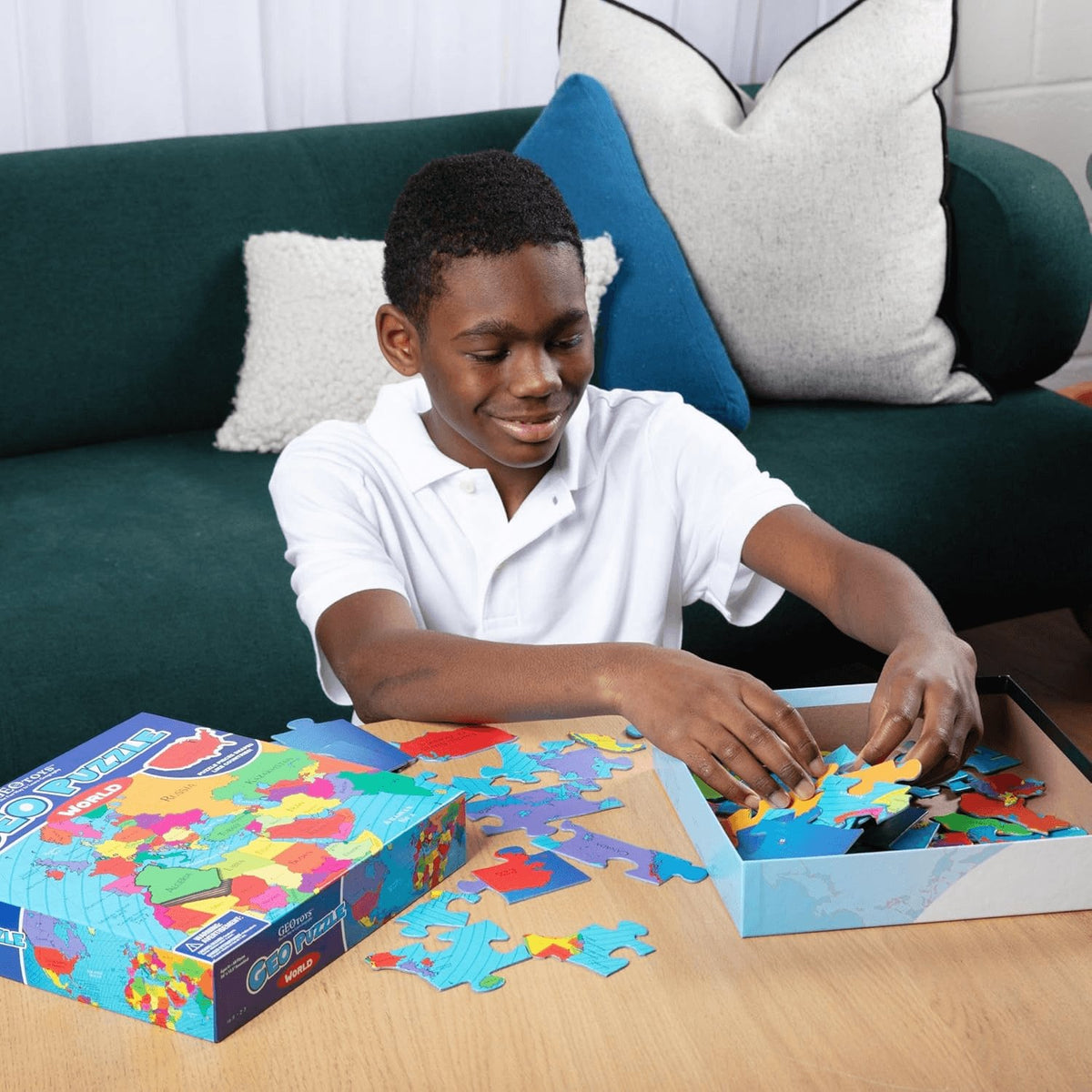 Geopuzzle World Jigsaw Puzzles, 68 Pc Map Puzzle for Kids Ages 6 & Up