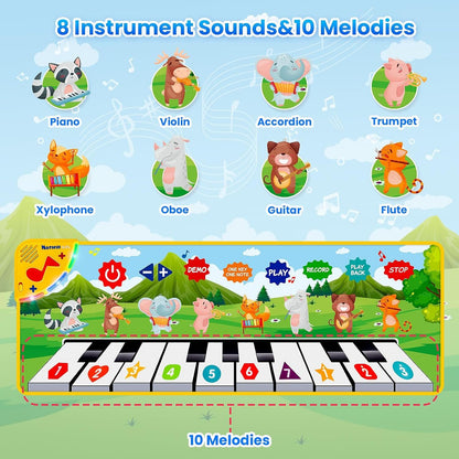 Kids Musical Piano Mats, Dance Mat Gifts Toys for 1 2 3 4 5 6 Year Old Girls Boy