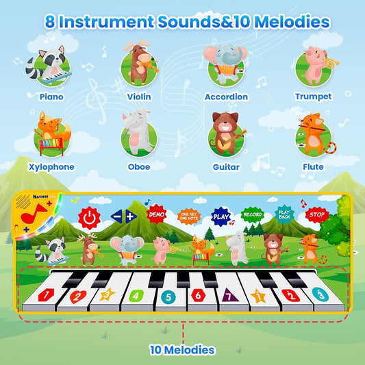 Kids Musical Piano Mats, Dance Mat Gifts Toys for 1 2 3 4 5 6 Year Old Girls Boy