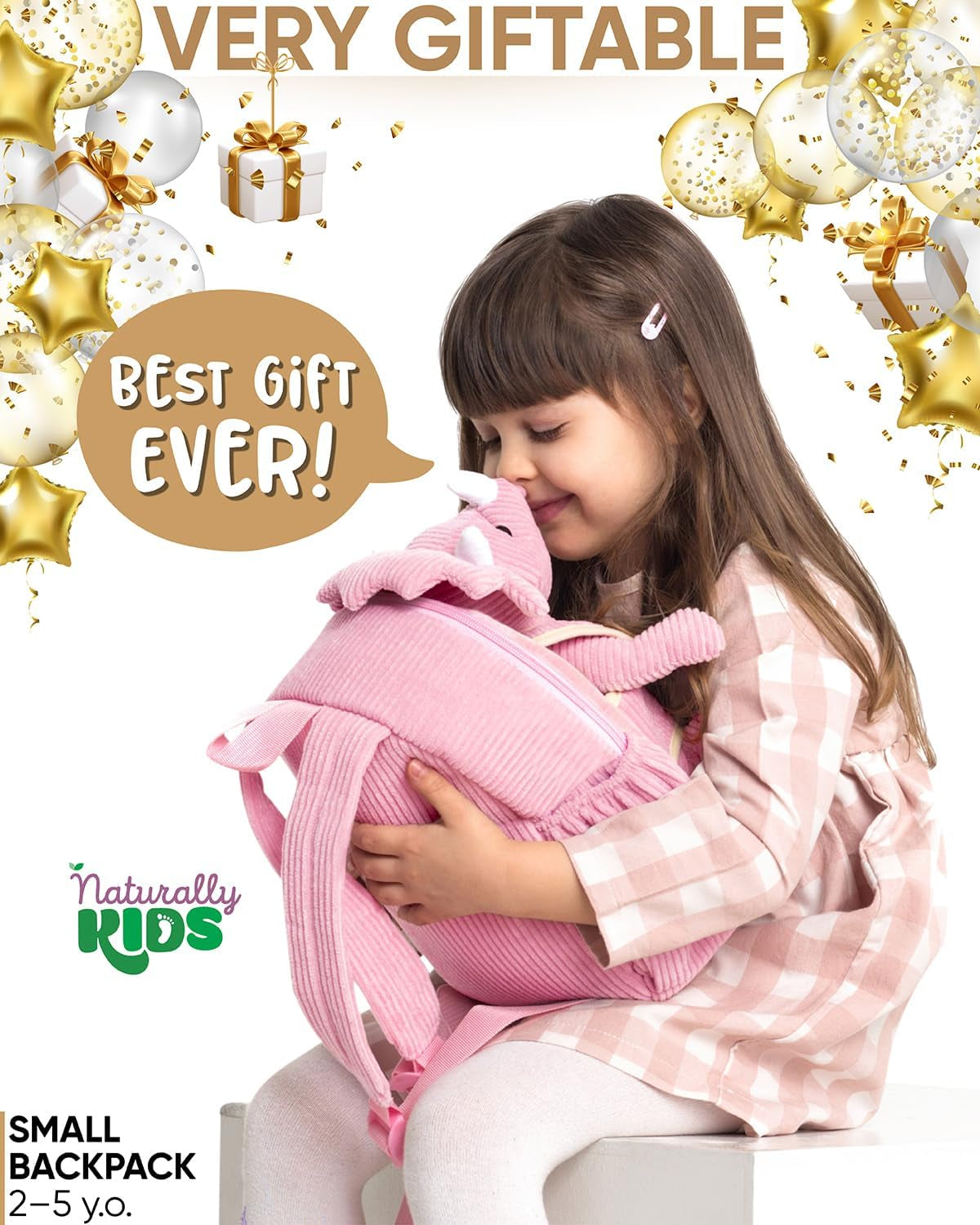 Pink Dinosaur Toys for Girls, Triceratops Toy, Dinosaur Gifts for 2 3 Year Old Girls, Toddler Backpack