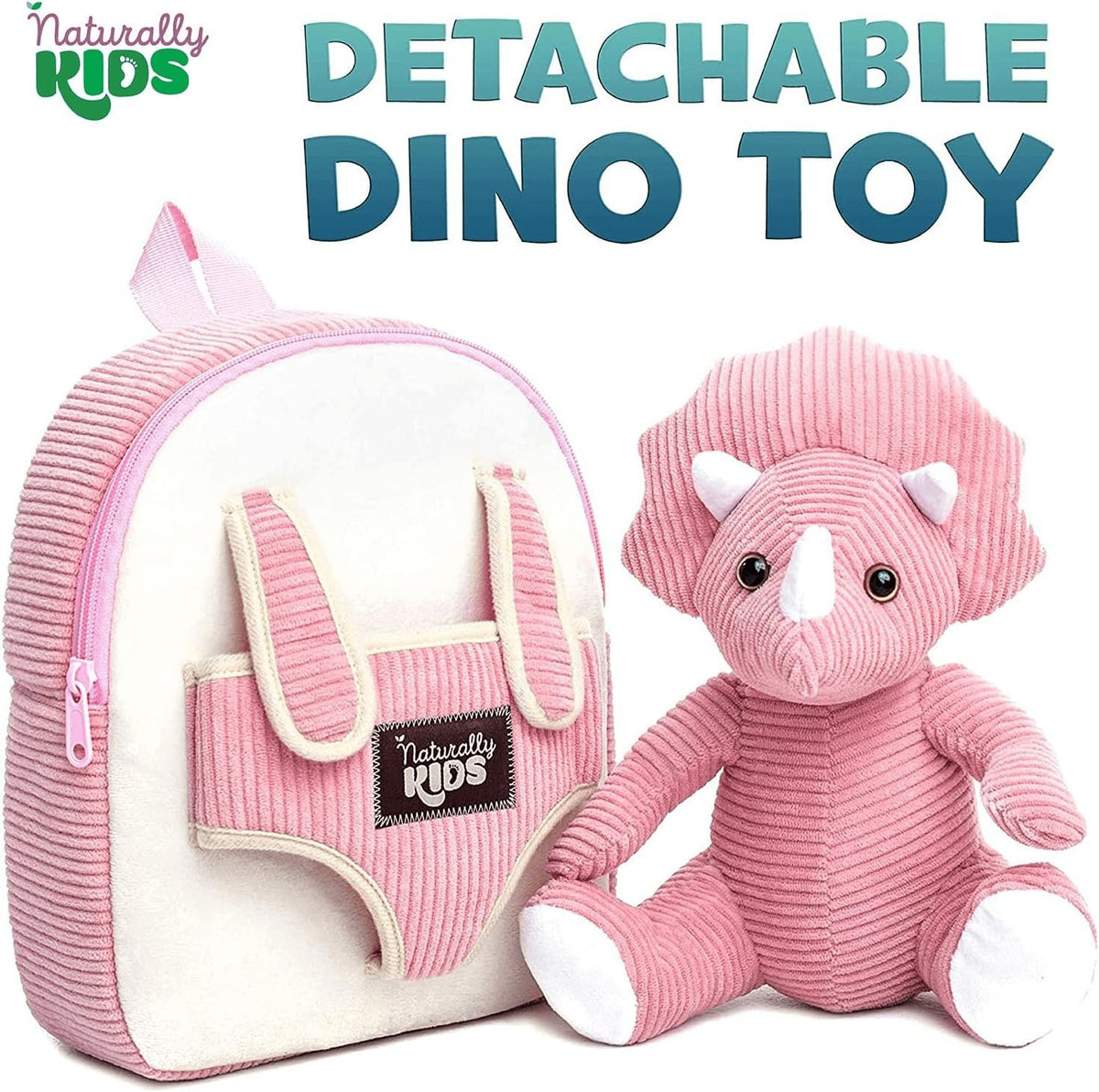 Toddler Backpack W. Plush Pink Triceratops Toy Kids Gift 2-5