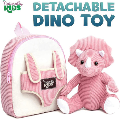 Toddler Backpack W. Plush Pink Triceratops Toy Kids Gift 2-5