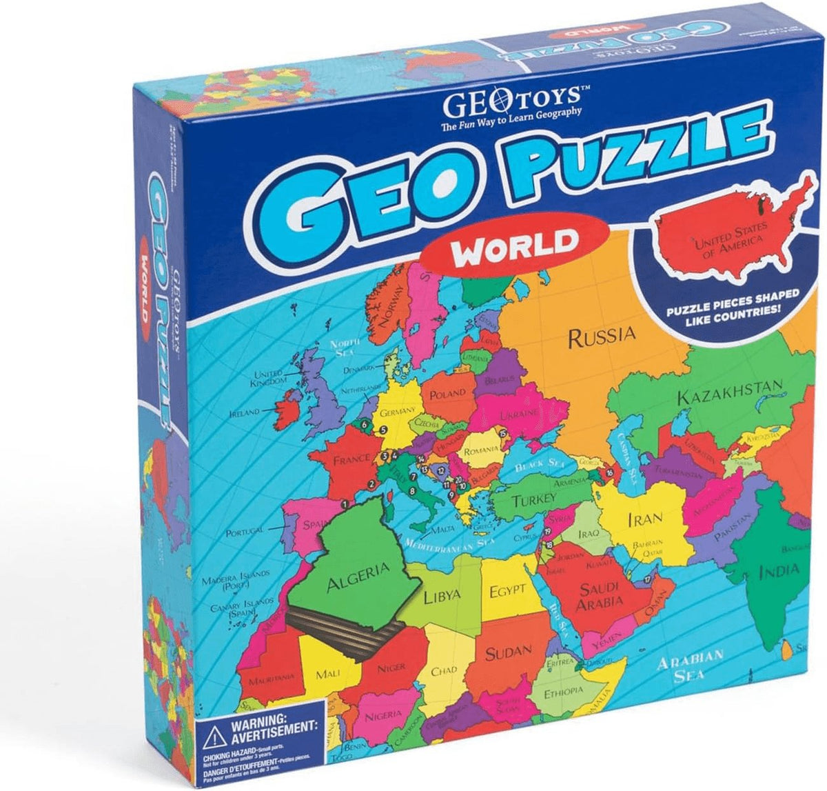 Geopuzzle World Jigsaw Puzzles, 68 Pc Map Puzzle for Kids Ages 6 & Up