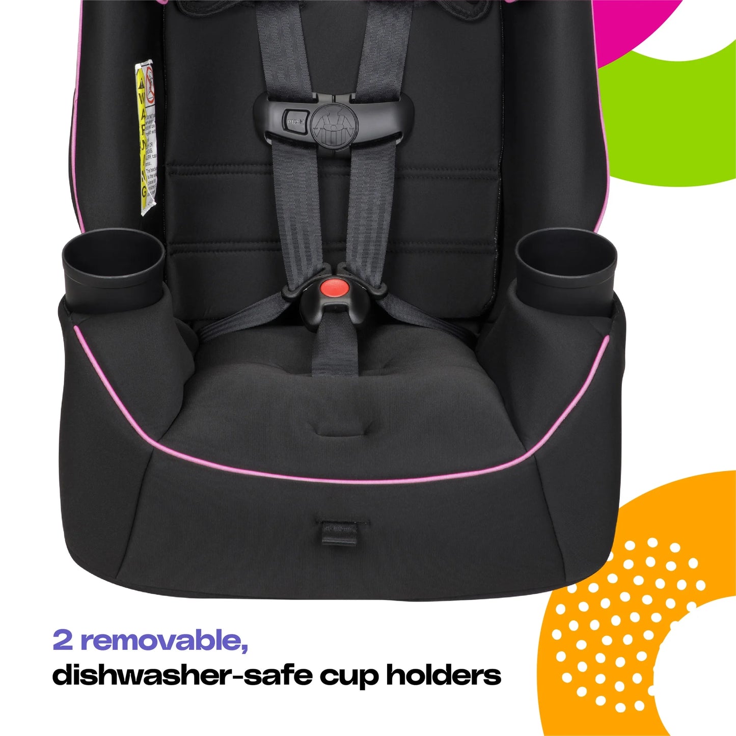 Easy Elite Slim All-In-One Convertible Car Seat, Pink Rings, Infant & Toddler, Unisex