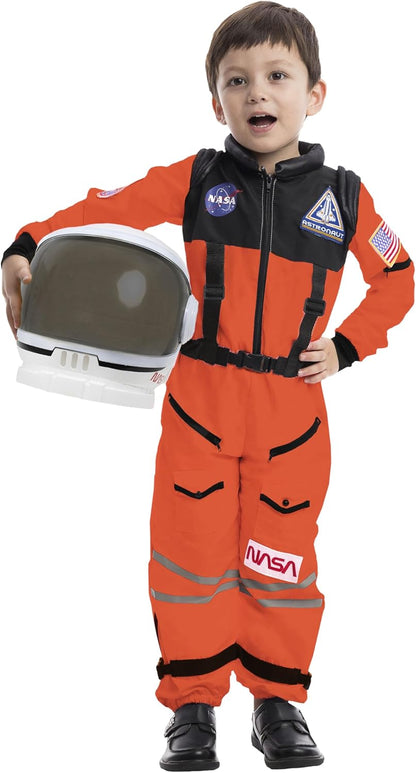 Astronaut Costume with Helmet, Space Suit for Toddler, Kids Astronaut Halloween Costume for Cosplay