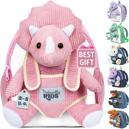 Pink Dinosaur Toys for Girls, Triceratops Toy, Dinosaur Gifts for 2 3 Year Old Girls, Toddler Backpack