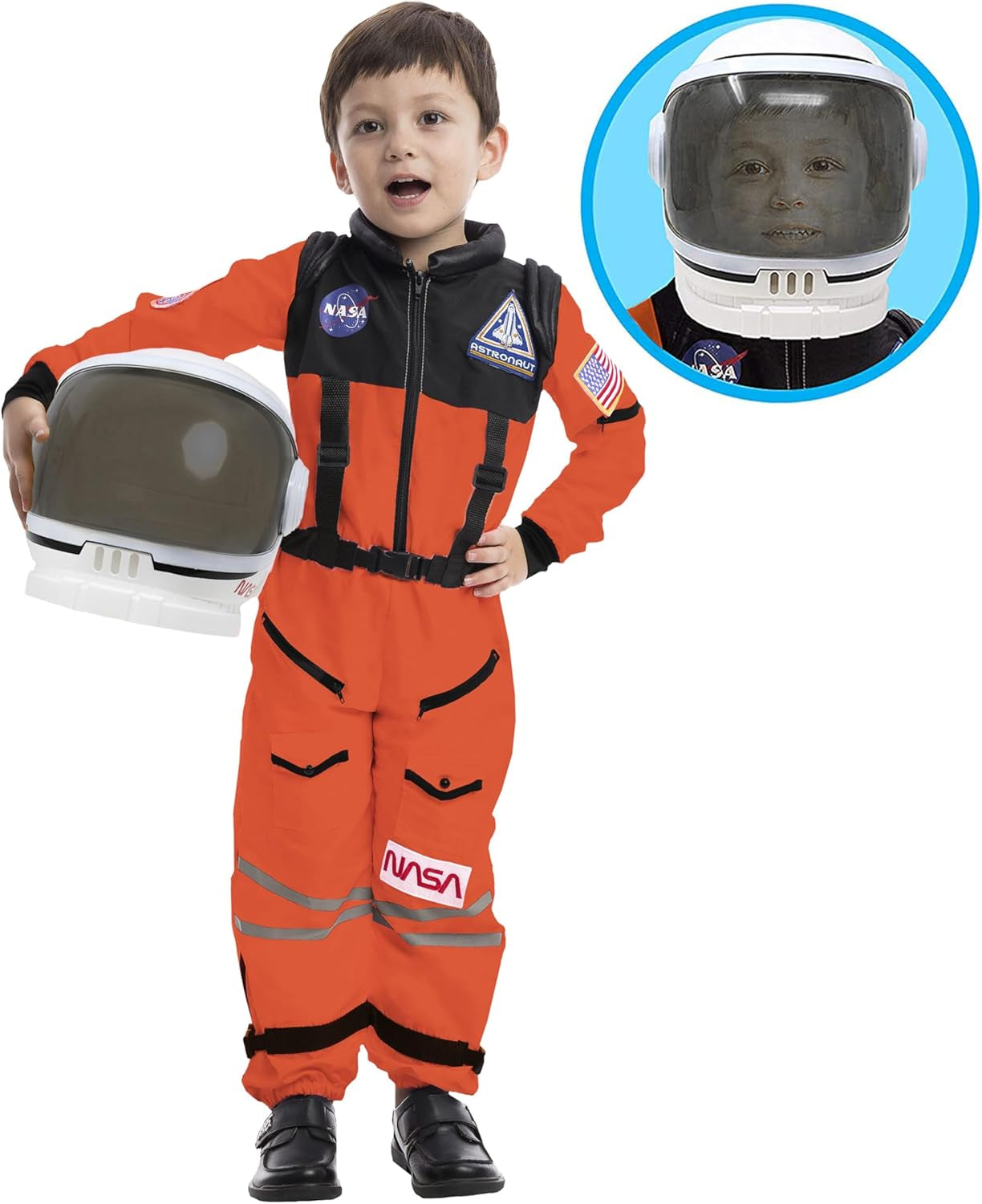 Astronaut Costume with Helmet, Space Suit for Toddler, Kids Astronaut Halloween Costume for Cosplay