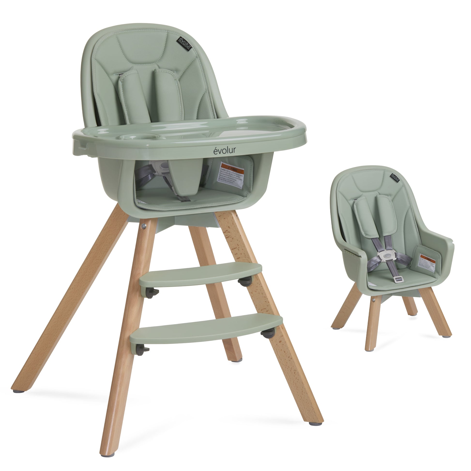 Zoodle 2-In-1 High Chair Booster Feeding Chair with Modern Design, Sage Green (Model #254)