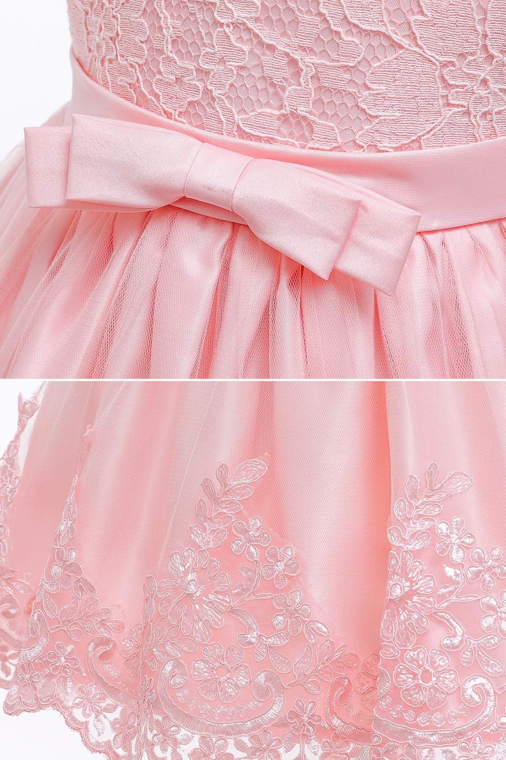 Baby Girls Ruffle Lace Backless with Headwear,Bowknot Flower Dresses Pageant Party Wedding Baby Girl Christmas Dress