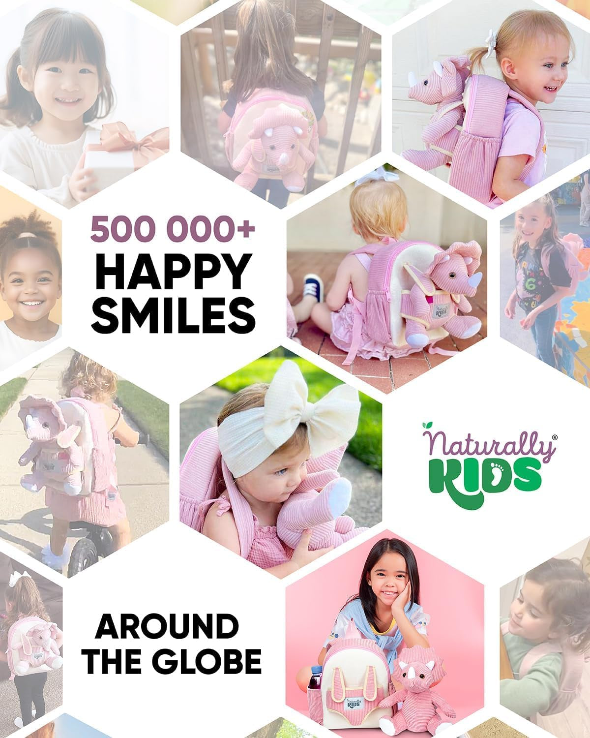 Pink Dinosaur Toys for Girls, Triceratops Toy, Dinosaur Gifts for 2 3 Year Old Girls, Toddler Backpack