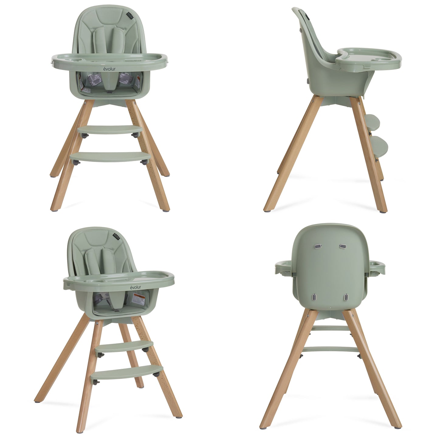 Zoodle 2-In-1 High Chair Booster Feeding Chair with Modern Design, Sage Green (Model #254)