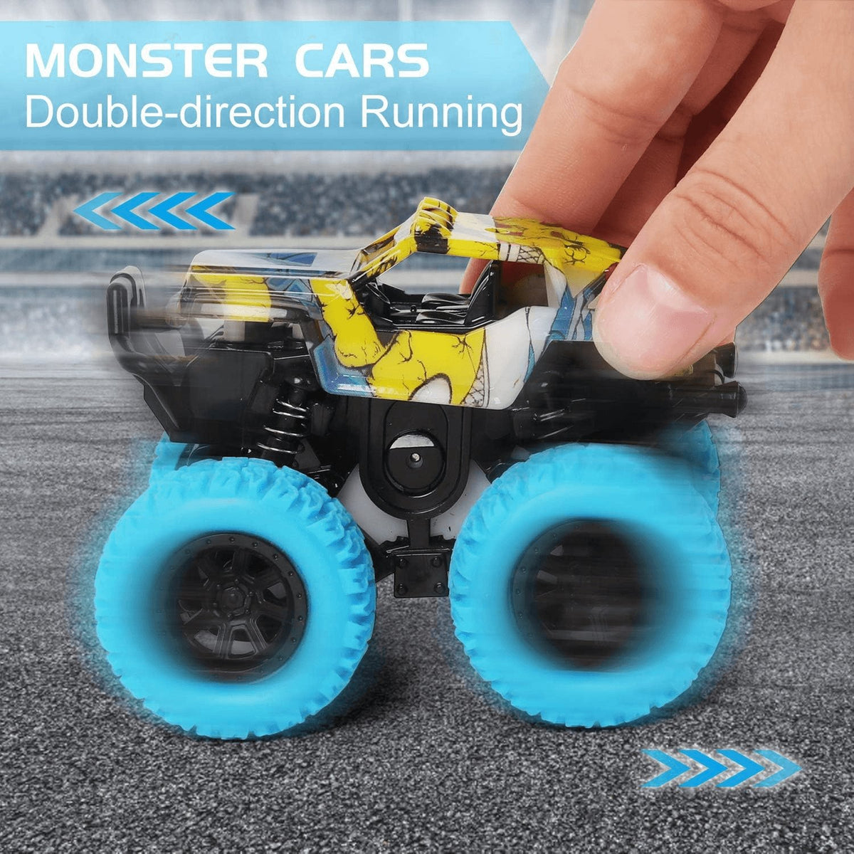 Monster Truck Toy Friction Car for Kid Toddler 360° Rotating (2 Pack)