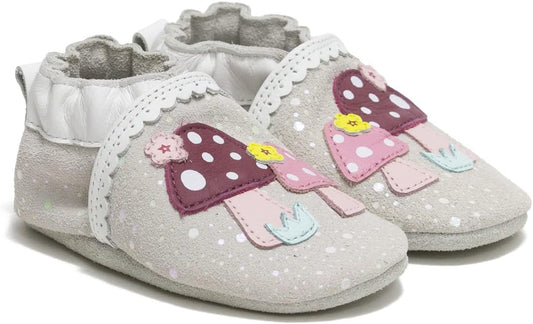 Baby Girls Soft Soles, Mushroom Grey Suede, 18-24 Months
