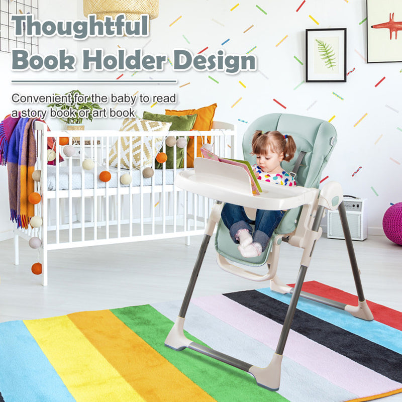 Foldable Baby High Chair with Double Removable Trays
