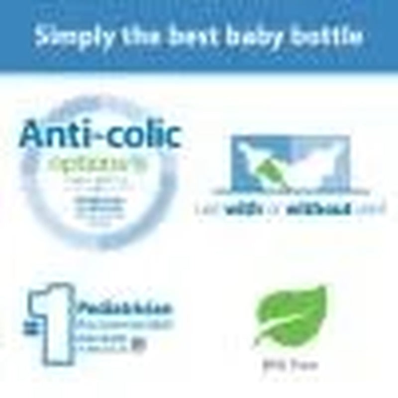 Natural Flow Anti-Colic Options+ Narrow Baby Bottles, 8Oz/250Ml, with Level 1 Slow Flow Nipples, 4-Pack, 0M+