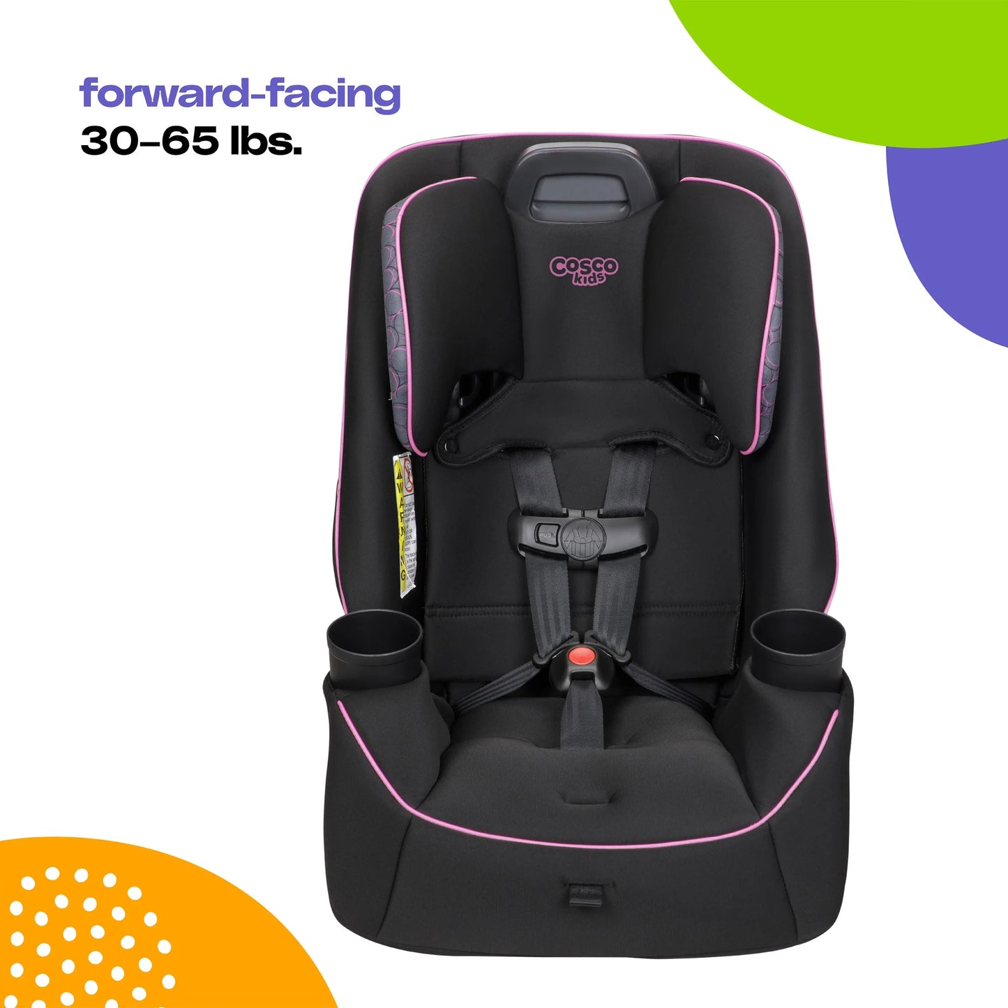 Easy Elite Slim All-In-One Convertible Car Seat, Pink Rings, Infant & Toddler, Unisex