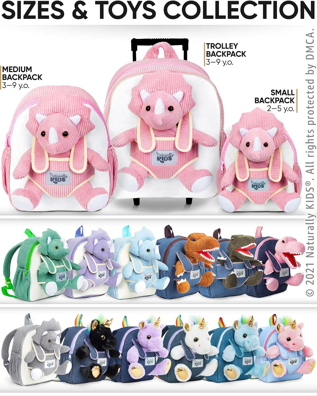 Pink Dinosaur Toys for Girls, Triceratops Toy, Dinosaur Gifts for 2 3 Year Old Girls, Toddler Backpack